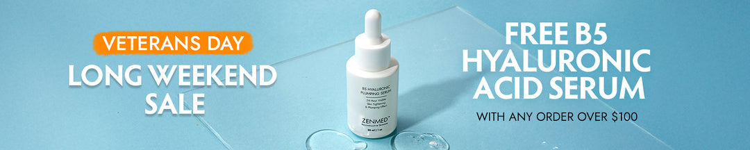 Veterans Day Long Weekend, order over $100 gets a free  hyaluronic acid serum
