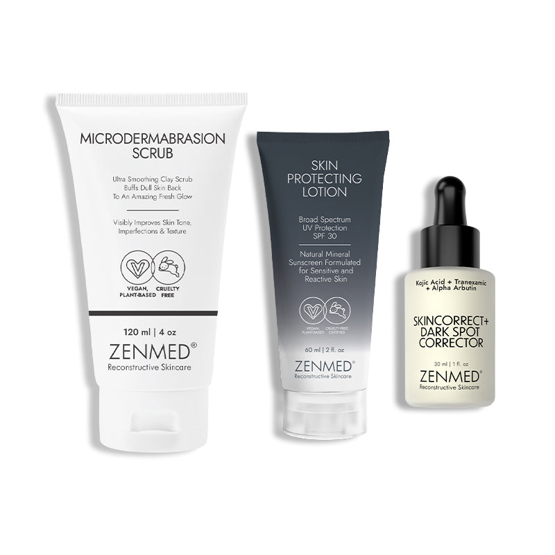 Three Zenmed skincare products on a white background